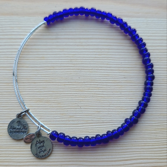 NWOT Alex and Ani Silver Blue Bead Bracelet - Picture 3 of 4